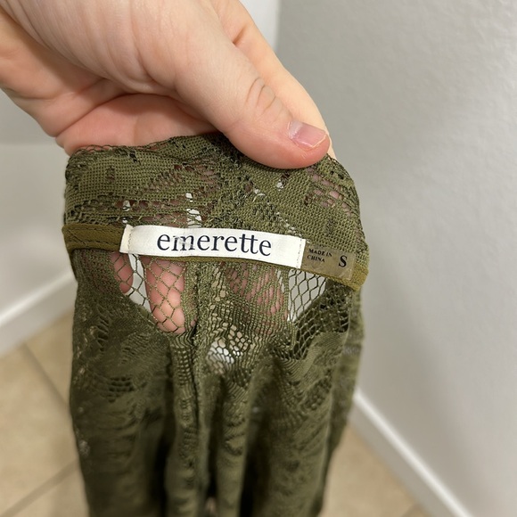 Emerette Lacey Fringe Boho kimono cardigan shawl army green Small - Picture 5 of 5